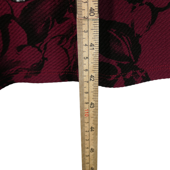 Nina Piu Dress Womens Large Deep Dark Red Floral Textured Fabric Career Casual - Picture 6 of 10